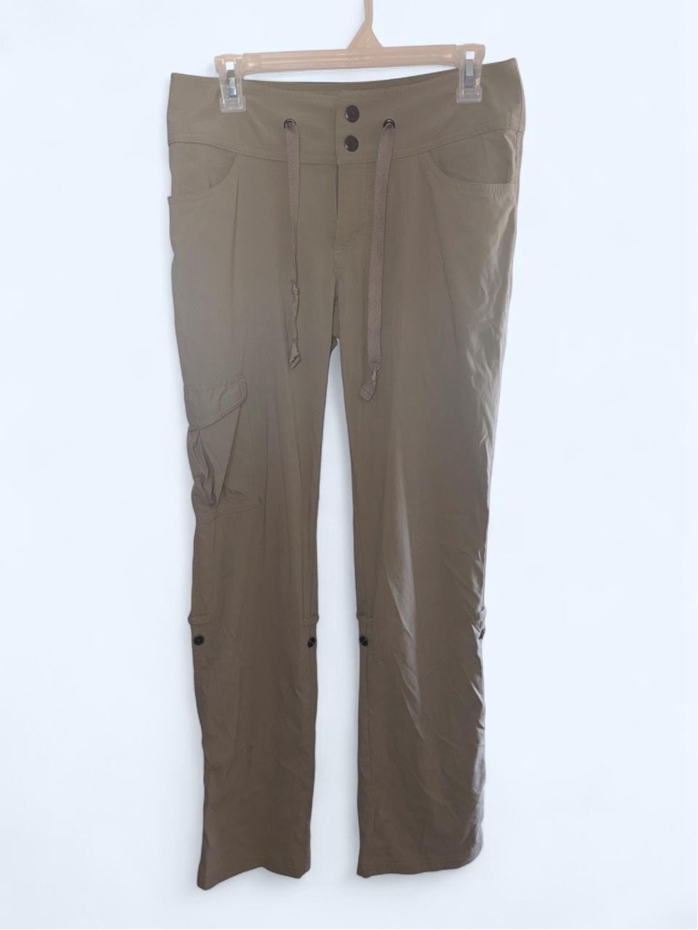 Women's Casual Drawstring Cargo Pants - Tan